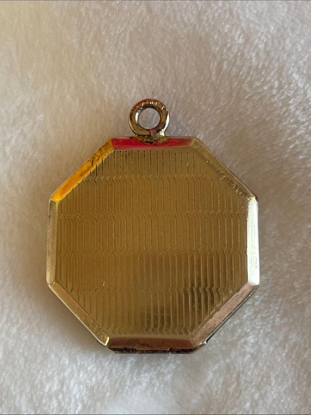 Antique B CO 1/10-14k GF Gold Filled Octagon Tricolor Floral Locket Pendant - Picture 4 of 11